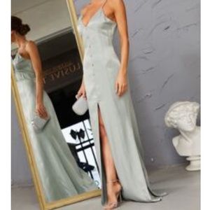 Shein mint green split thigh maxi dress